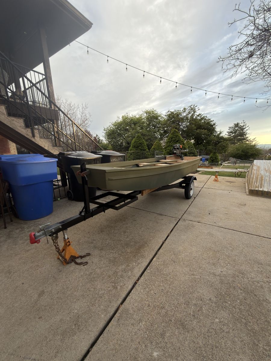 12ft Jon boat with motor and trailer