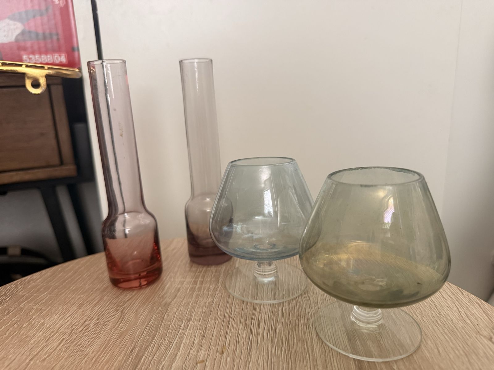 Decorative Glass Vases & Tealight Holders - Set of 4, Assorted Hues, Minimalist Design