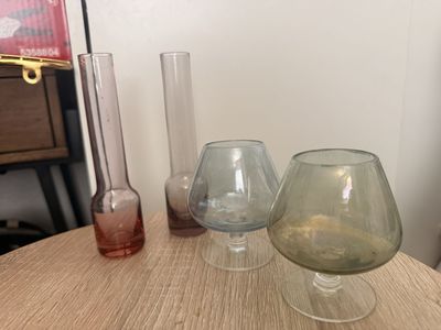 Decorative Glass Vases & Tealight Holders - Set of 4, Assorted Hues, Minimalist Design