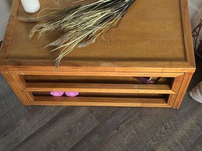 Wooden Coffee Table with Open Shelving Storage