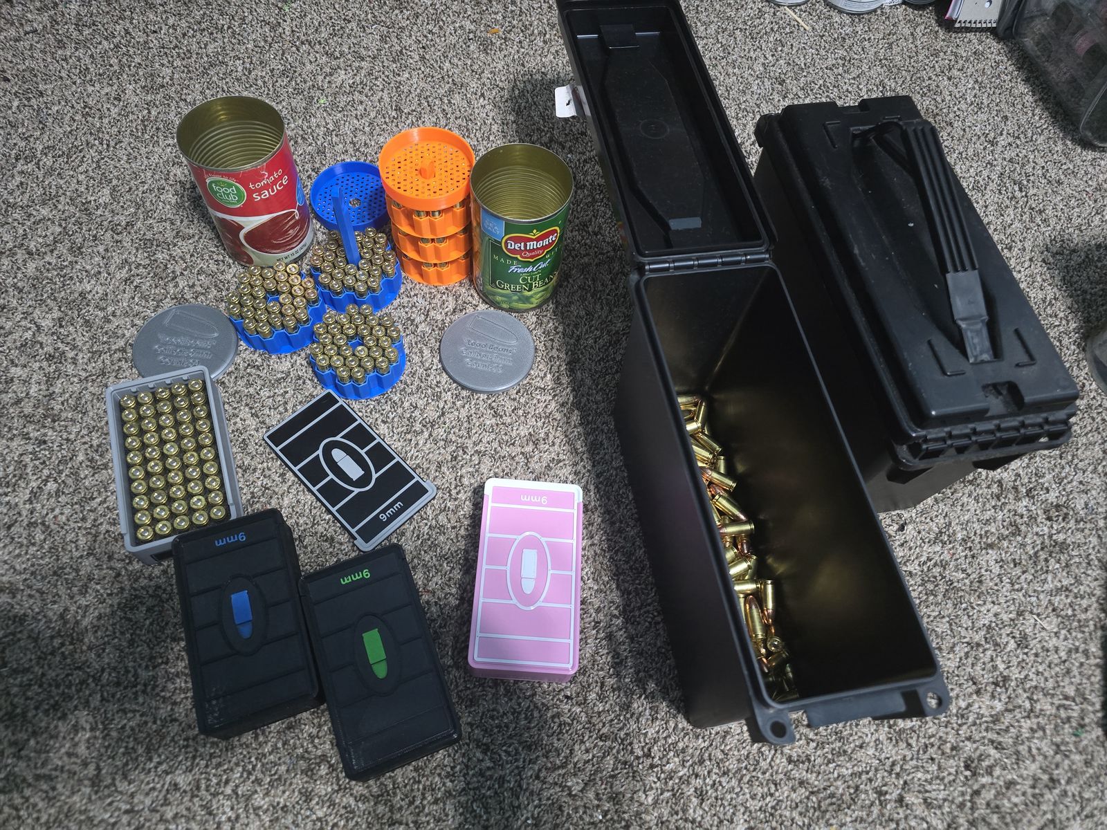 3D printed ammo boxes, ammo in a can, pistol holders
