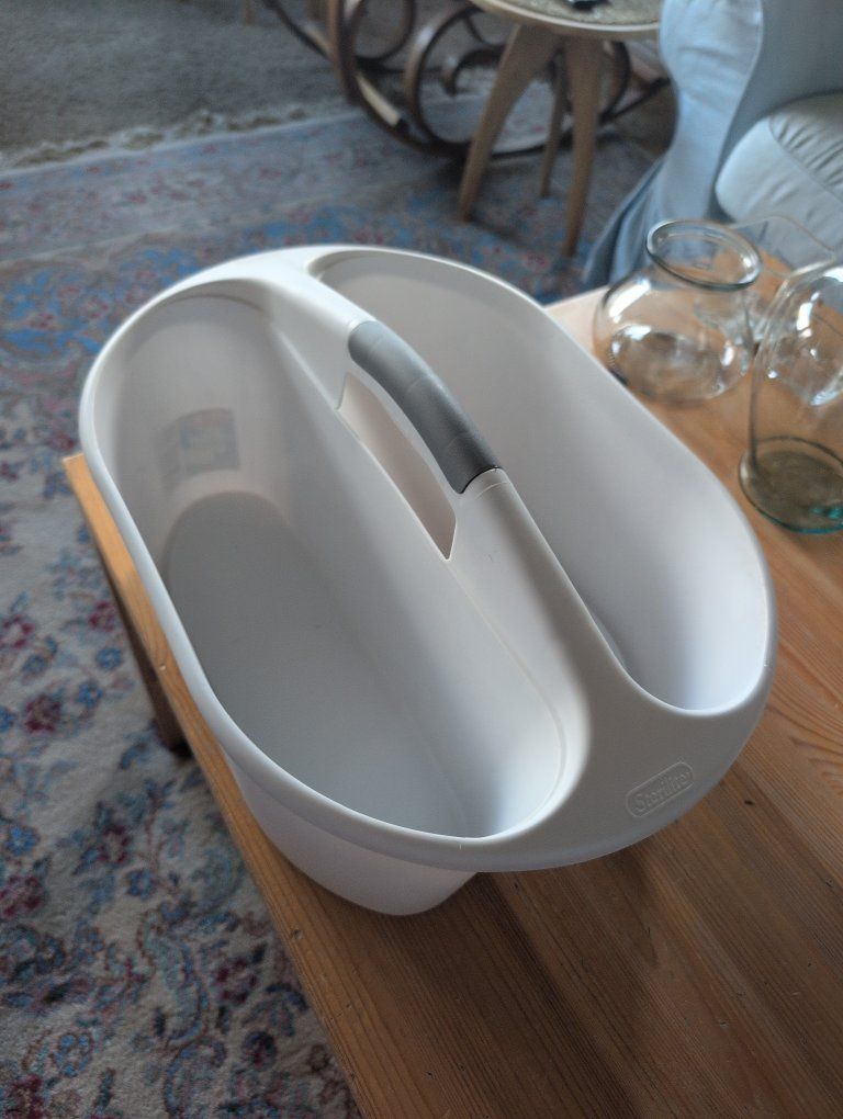 Sterilite White 2-Compartment Shower Caddy Tote with Handle