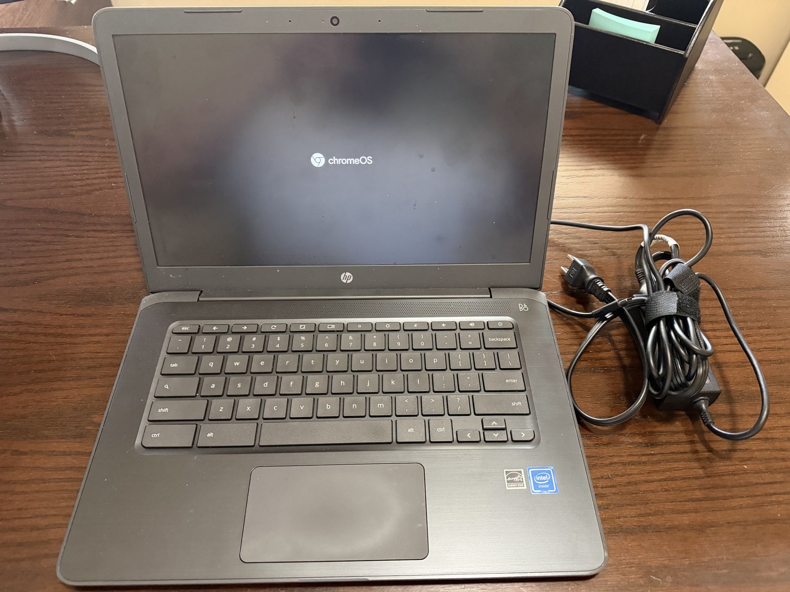 HP Chromebook Laptop and Charger