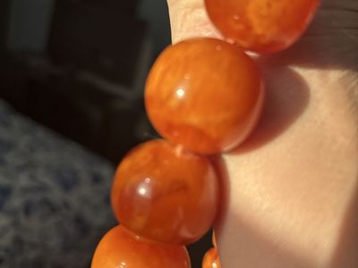 Vintage Graduated Baltic Amber Beaded Necklace - Orange, Chunky Statement Piece