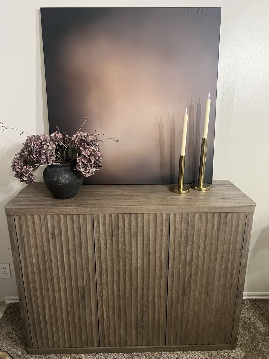 SICOTAS Modern Fluted Buffet Cabinet w/ 3 Doors & Storage, 46.6" W Credenza Media Console