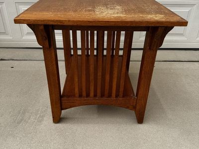 Mission Style Wood End Table - Craftsman/Arts & Crafts Accent Table with Storage