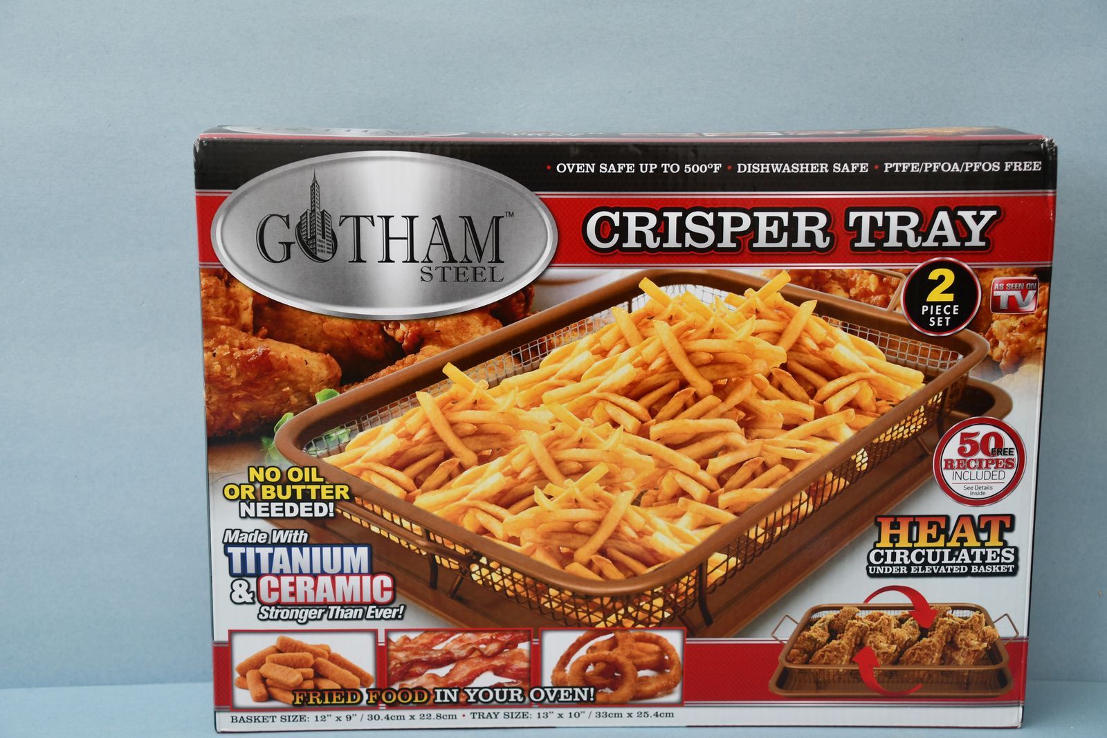 NIB CRISPER TRAY & BASKET ~ FRIED FOOD IN YOUR OVEN, NO OIL or BUTTER ~ DISHWASHER SAFE ~ $5