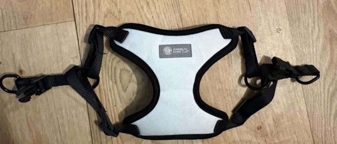 Padded Dog Harness - White and Black Adjustable Pet Vest