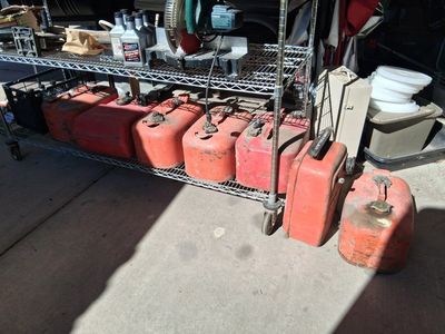Vintage Metal Red Gas Cans Fuel Tanks Lot
