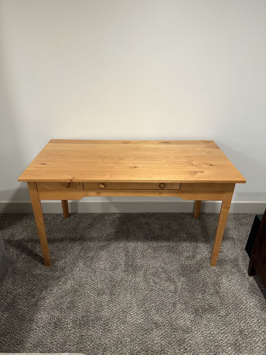 Solid Wood Writing Desk with Center Storage Drawer