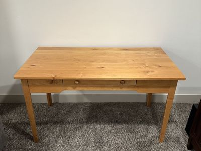 Solid Wood Writing Desk with Center Storage Drawer