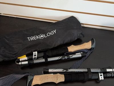 Trekology Trek-Z Folding Trekking Poles Pair with Cork Texture Grips and Storage Bag