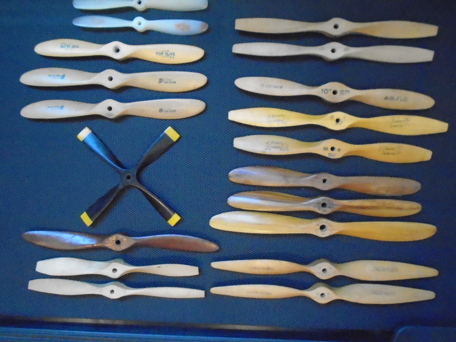 Lot of 19 new and used vintage RC Airplane Wood Propellers