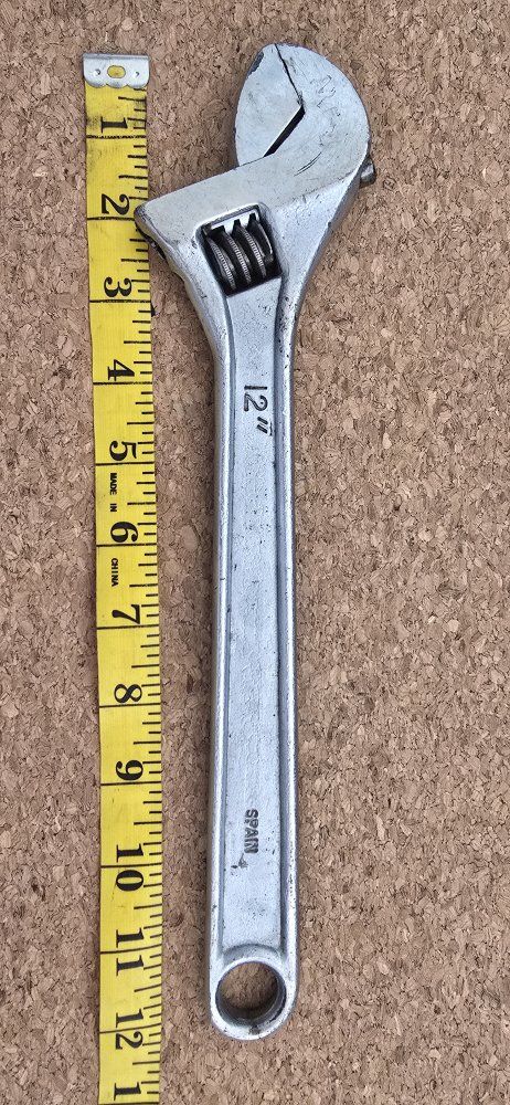Vintage 12-Inch Adjustable Wrench Made in Spain