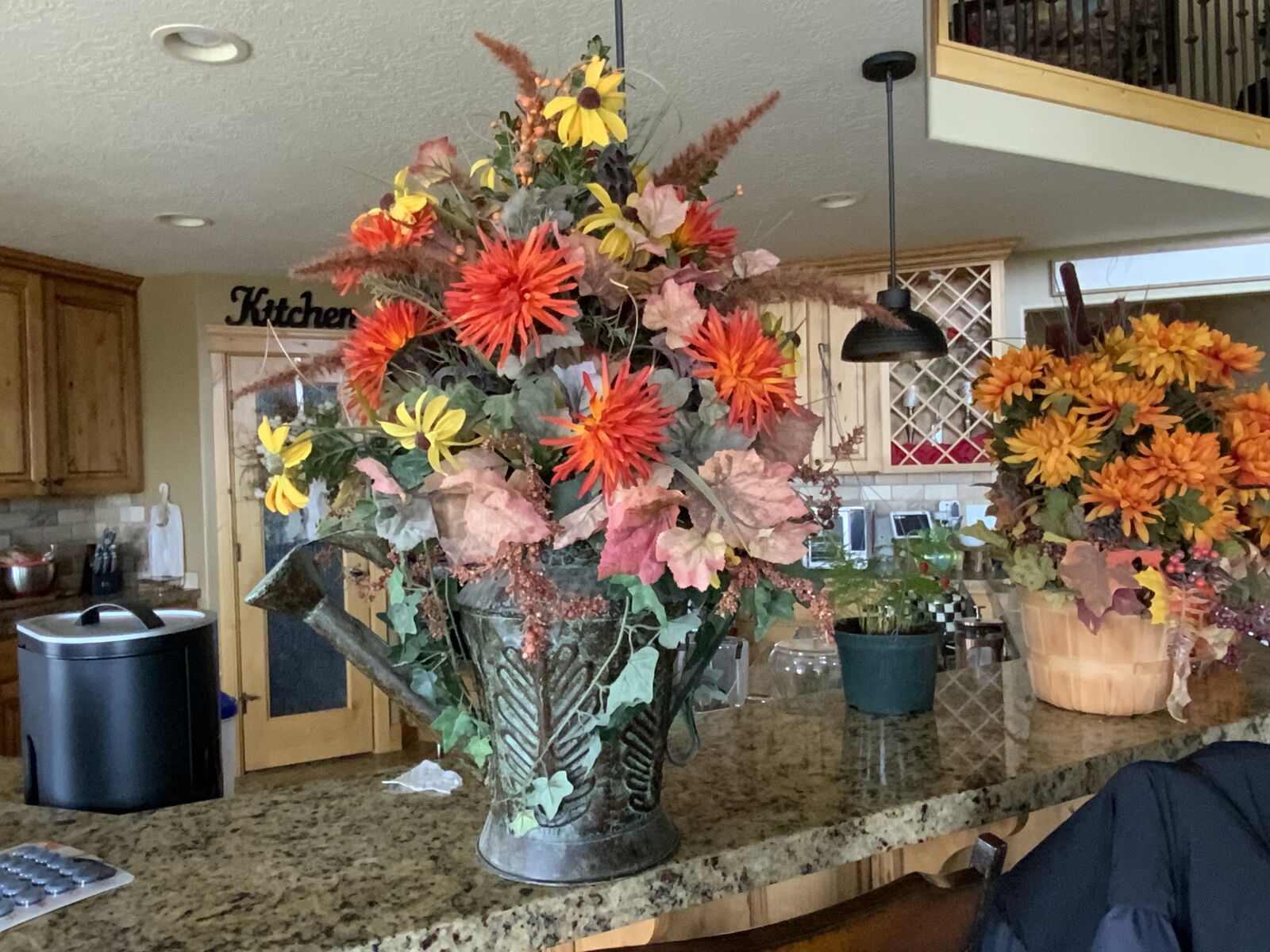 BEAUTIFUL BRAND NEW LARGE FALL FLORAL ARRANGEMENT. IN METAL CONTAINER. 30” TALL. CASH/VENMO ONLY