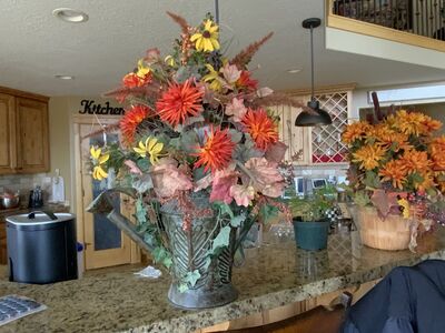 BEAUTIFUL BRAND NEW LARGE FALL FLORAL ARRANGEMENT. IN METAL CONTAINER. 30” TALL. CASH/VENMO ONLY