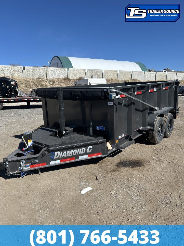 7x14 Diamond C LPT 207 Dump Trailer - 44" Sides - 15.5K GVWR - 14 Ply Tires, Long Arm Tarp