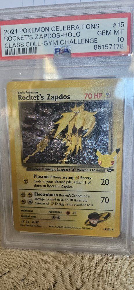 2021 Pokemon Celebrations Rocket's Zapdos Holo PSA 10 Gem Mint #15