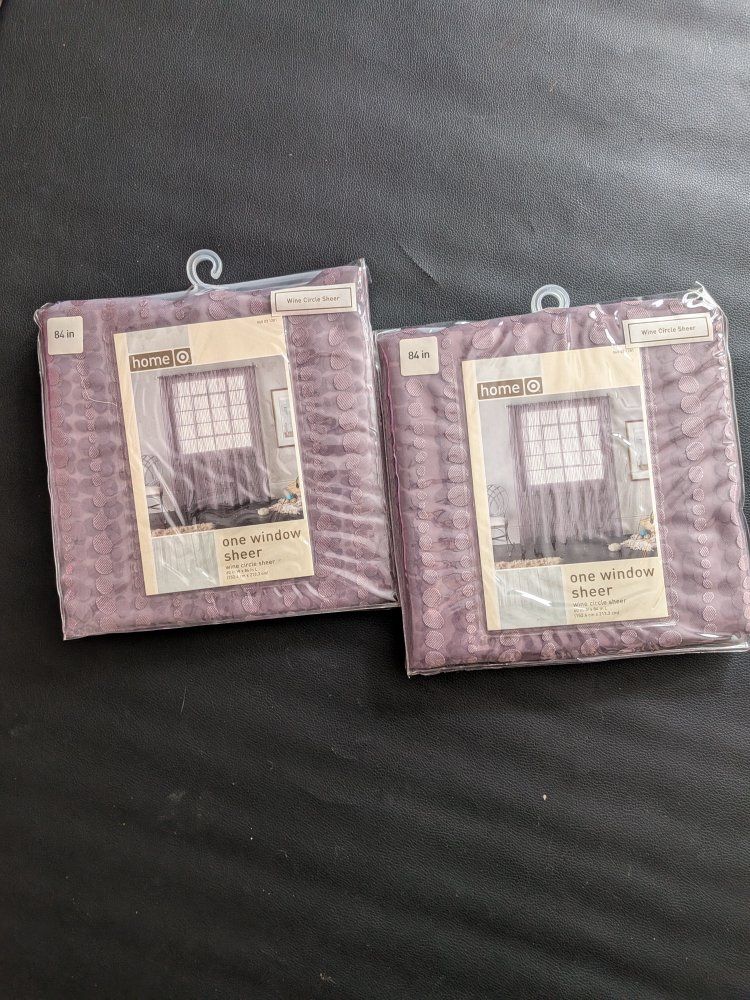 Home O Window Sheer Curtain Panels - 60"W x 84"L - Purple Circle Sheer (2-Pack)