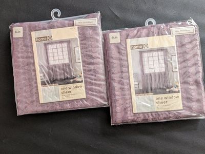 Home O Window Sheer Curtain Panels - 60"W x 84"L - Purple Circle Sheer (2-Pack)