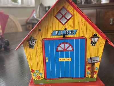 Vintage Ohio Art "Fido's Musical Dog House" Tin Litho Toy - WORKS SMOOTHLY!