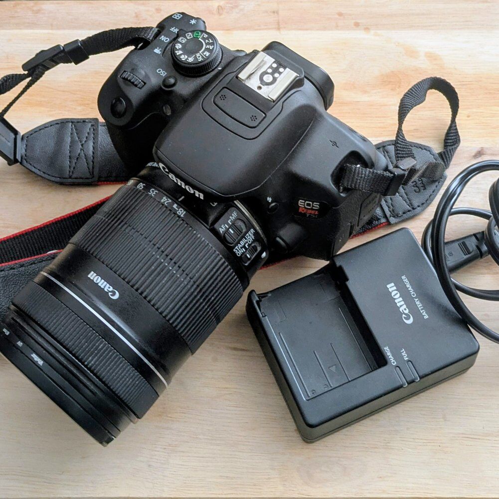 Canon T5i with 18-135 IS lens, battery, charger