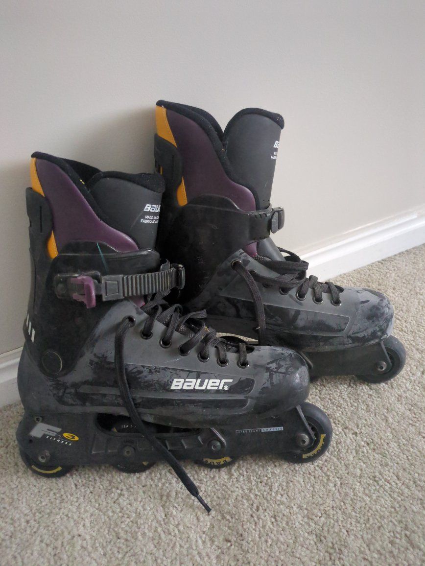 Bauer FX3 Fitness Inline Skates Rollerblades Size 12 Men's Black Purple