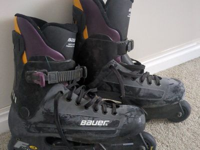 Bauer FX3 Fitness Inline Skates Rollerblades Size 12 Men's Black Purple