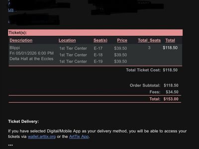 3 tickets to “Be like Blippi” Tour