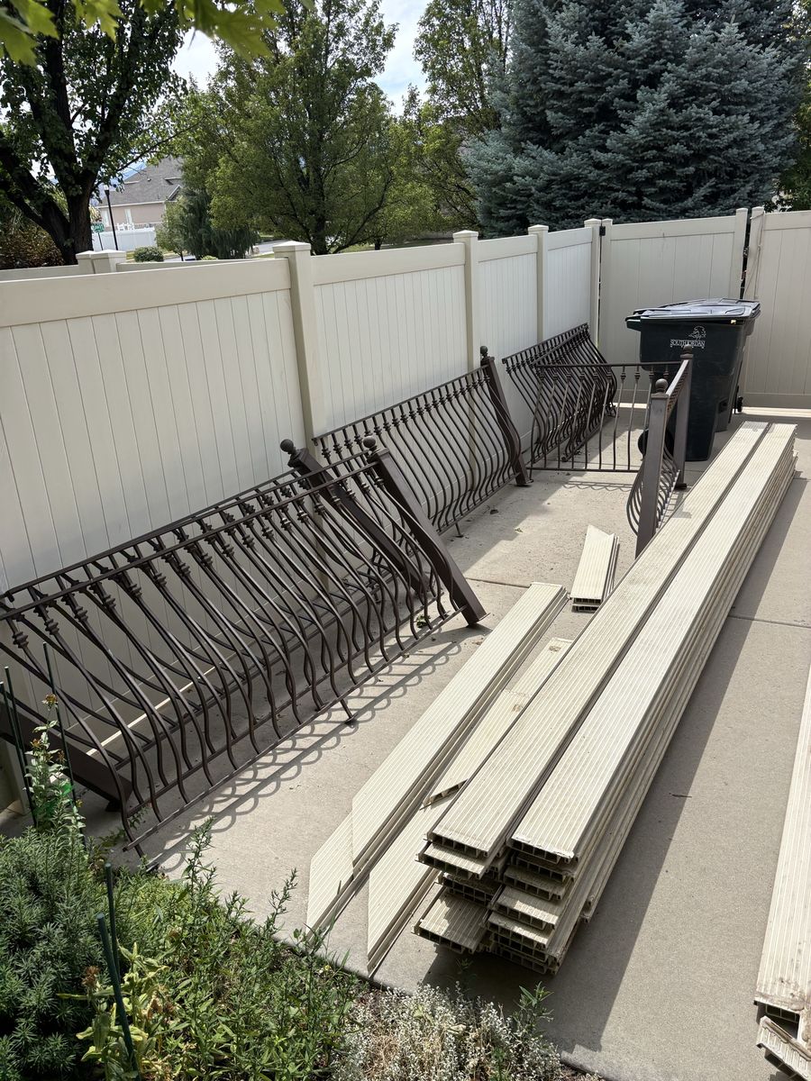 Vinyl deck planks and railing