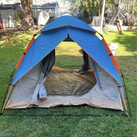 KEUMER Outdoor Camping Tent - Blue/Orange, UV Protection & Waterproof for 2-3 People