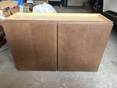 Used Wood Cabinet - Two Doors, Spacious Storage, Ready for Installation