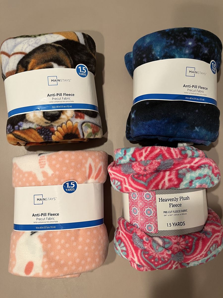 Mainstays Anti-Pill & Heavenly Plush Fleece Fabric Precut 1.5 Yards, 4-Pack Assorted Patterns