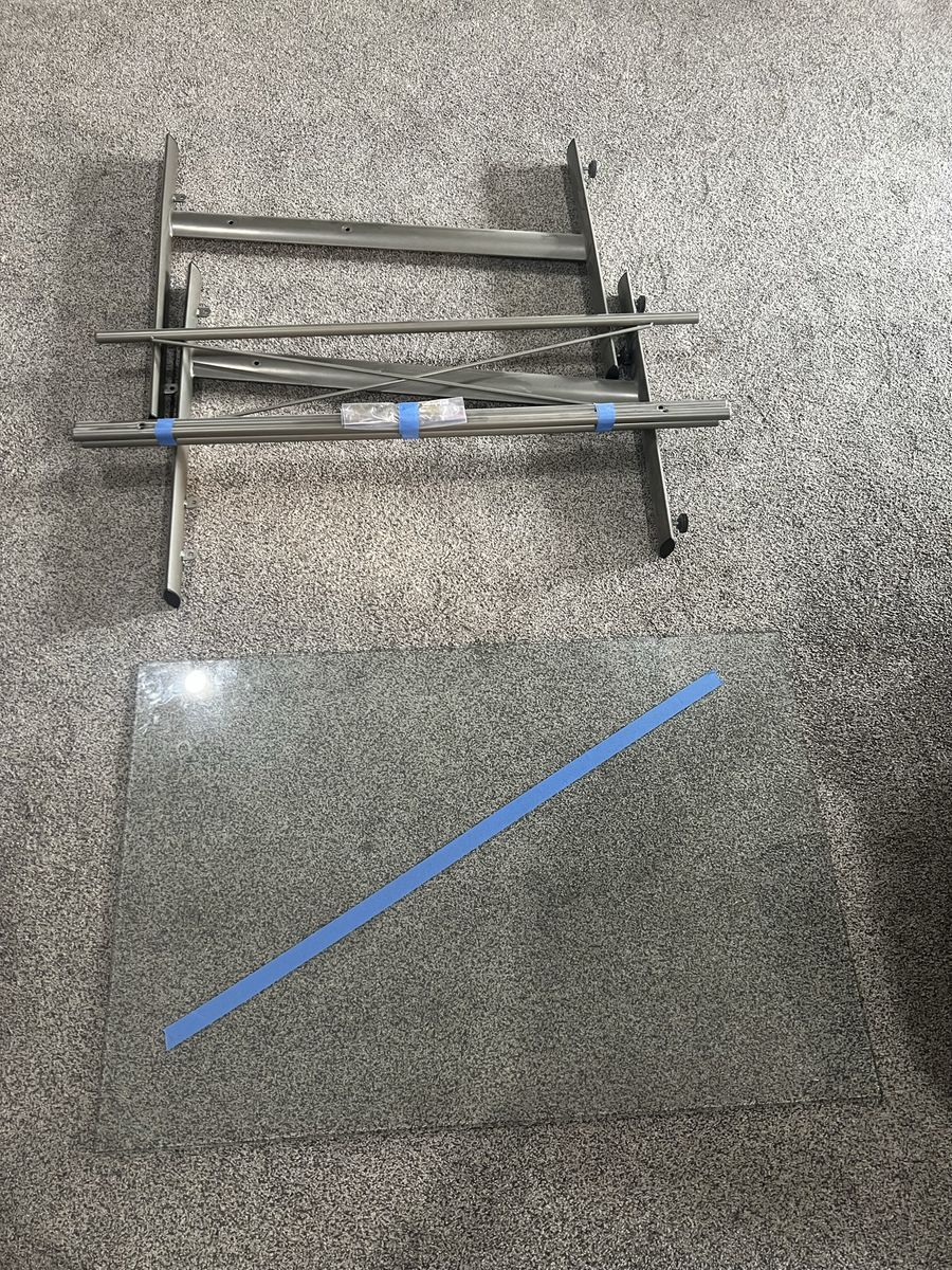 Glass Top Desk with Metal Frame
