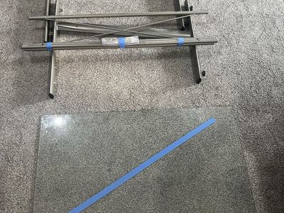 Glass Top Desk with Metal Frame