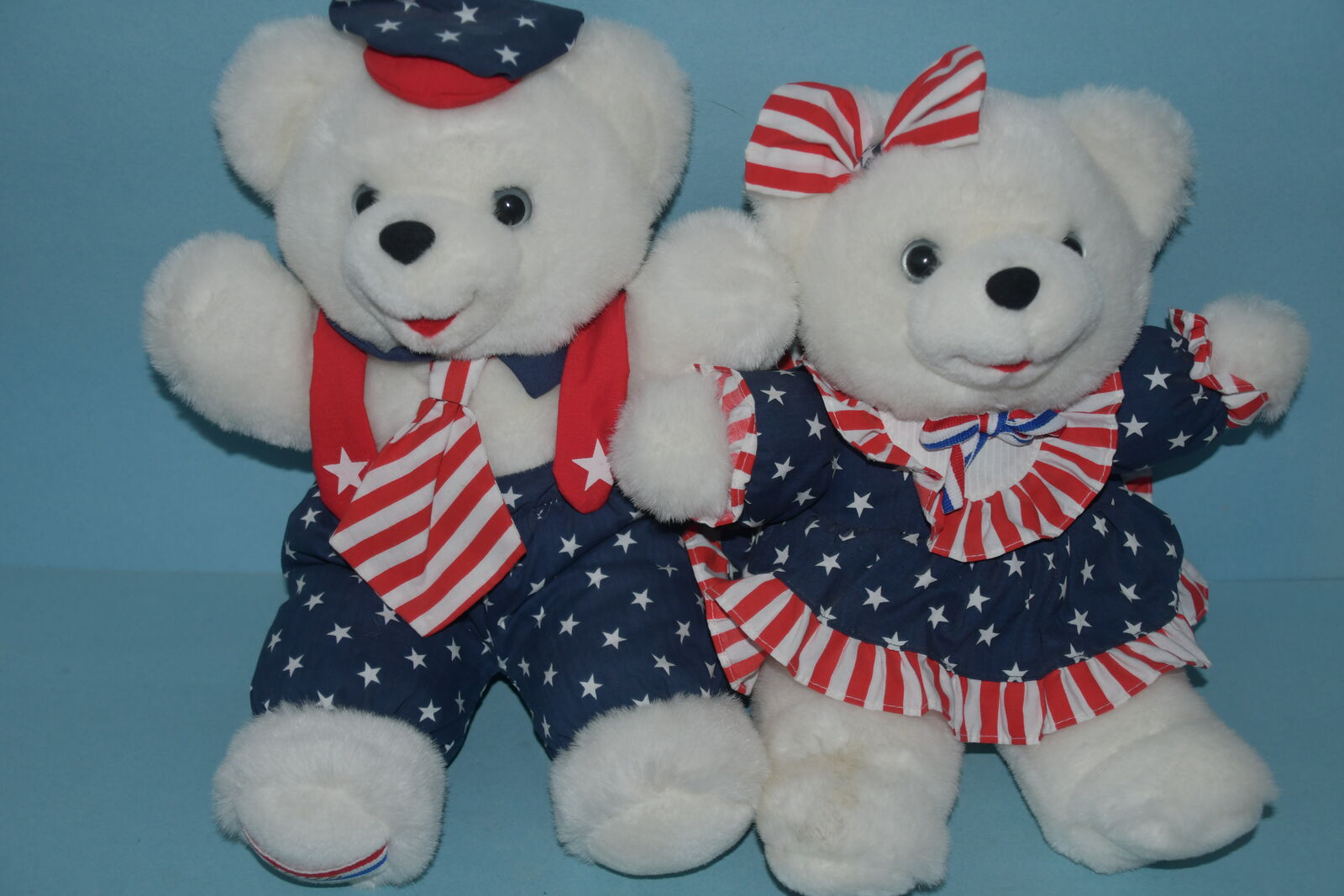 2 VINTAGE 1996 DAN DEE "LIBERTY BEARS" TEDDY BEARS ~ HEIGHT 15" ~ USA ~ CUTE ~ SOFT & CLEAN!