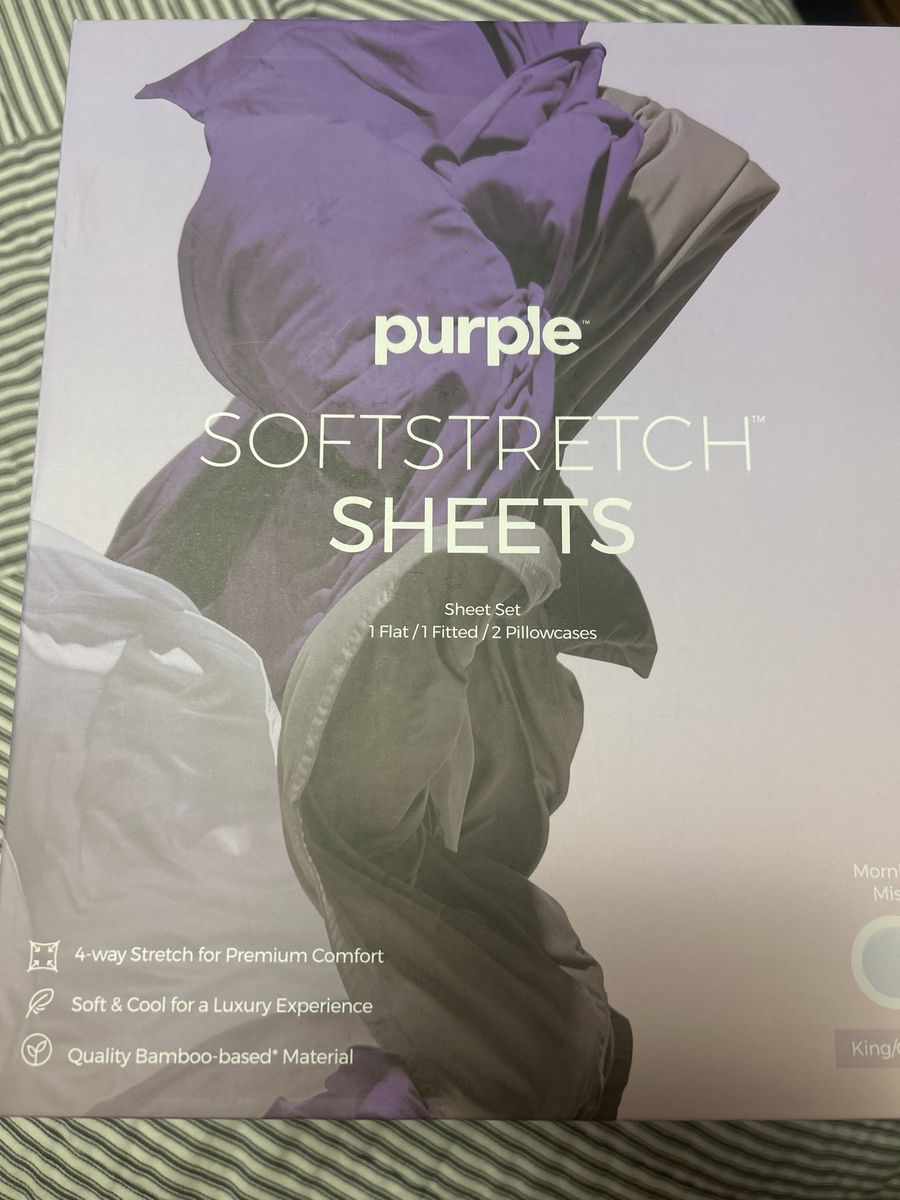 Purple SoftStretch King/Cal King Sheet Set - 4-Way Stretch, Soft & Cool Bamboo-Based Material