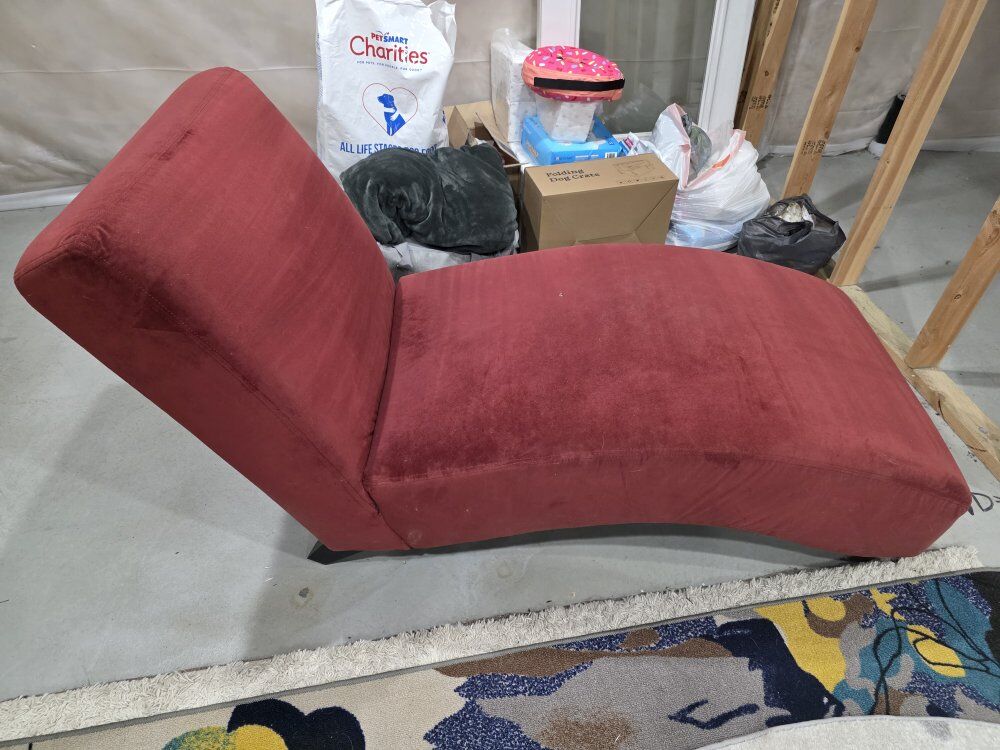 Red Microfiber Chaise Lounge