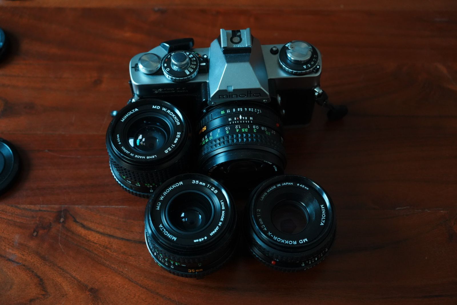 Minolta XD7 (XD11) 35mm Film Camera + 4 Lenses — Excellent, Fully Working