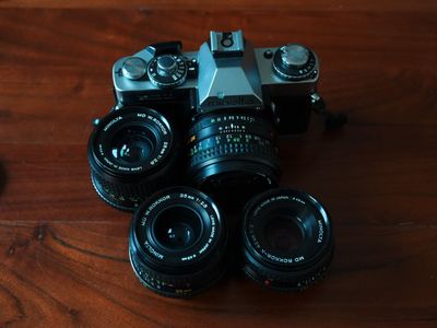 Minolta XD7 (XD11) 35mm Film Camera + 4 Lenses — Excellent, Fully Working