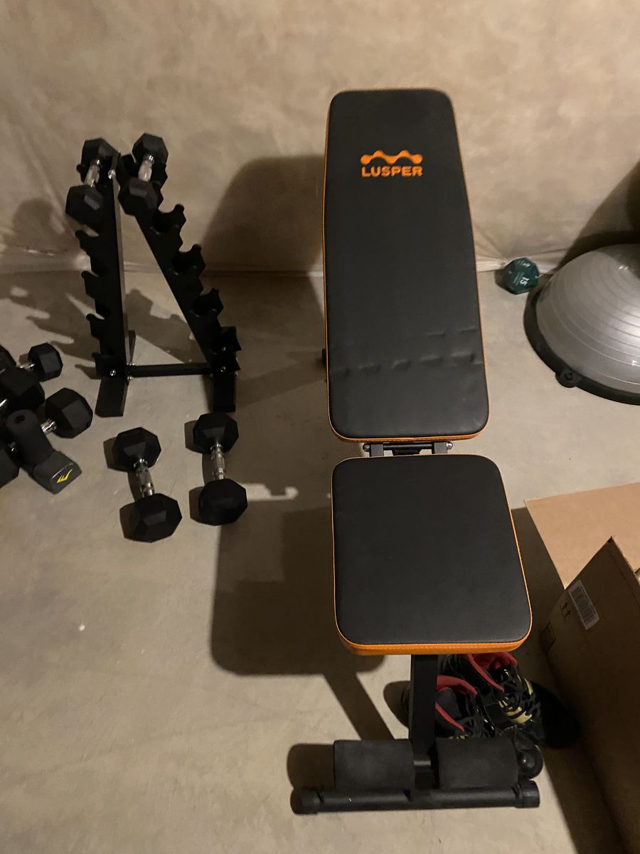 Adjustable Bench And Free Weights