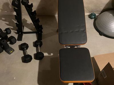 Adjustable Bench And Free Weights