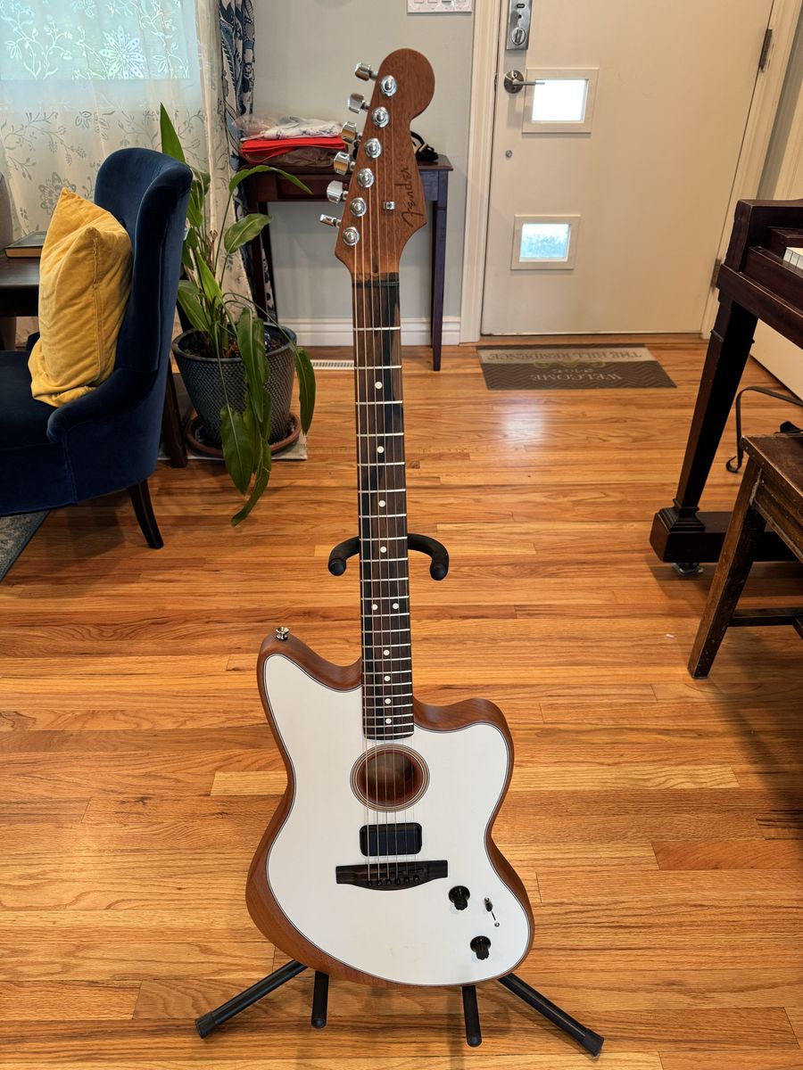 Fender American Acoustasonic Jazzmaster Acoustic-Electric Guitar - Natural White
