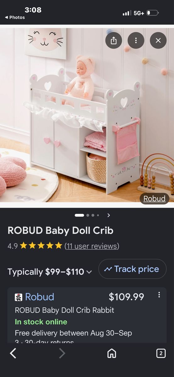 ROBUD Baby Doll Crib and Changing Station