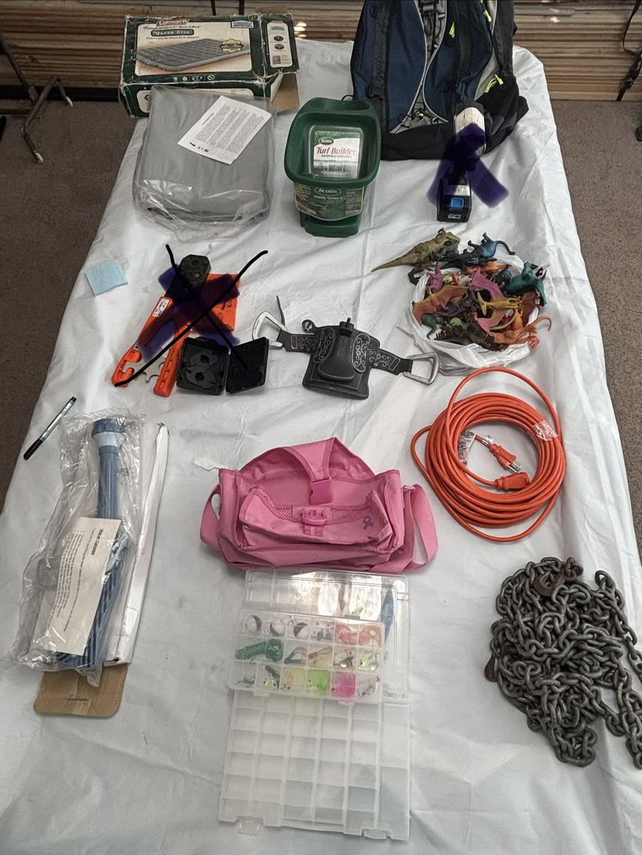 $10 Storage Unit Sale Fishing Lures Lawn Sprayer