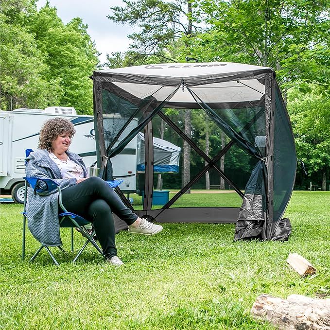CLAM Quick-Set Pop Up Screen Tent, Traveler, 6 x 6 ft, Instant Setup Gray Portable