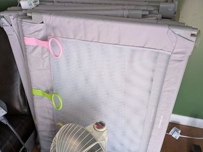 Foldable Playpen Playard with Mesh Sides and Standing Assist Handles - Portable Baby Enclosure