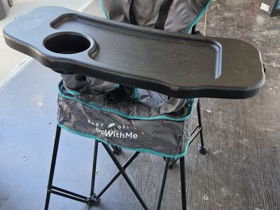 Baby Delight GoWithMe Portable High Chair w/ Tray - Teal Trim, Compact Folding