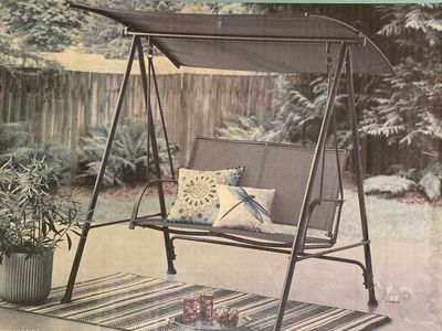 Mainstays Albany Lane 2 Seat Steel Canopy Porch Swing Black New