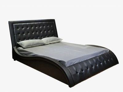 King Size Faux Leather WAVE bed frame & headboard - Used